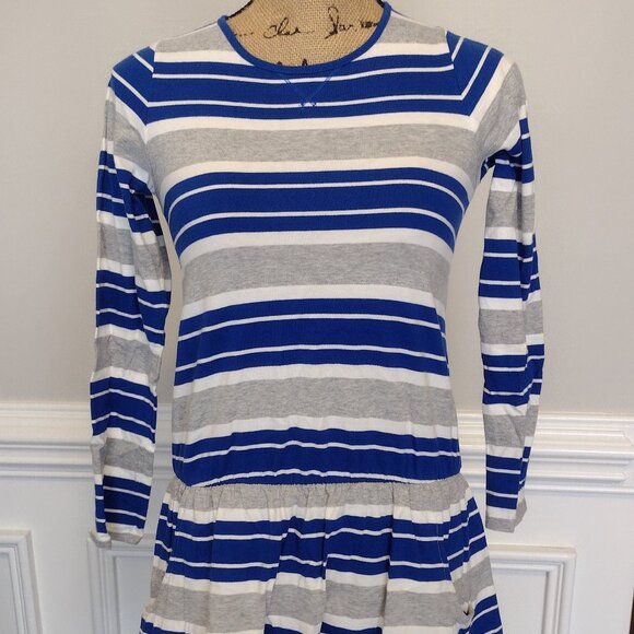 Girl's Land's End Blue Striped Cotton Dress. Nice Condition , Size 10-12 - Picture 1 of 12